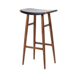 Freja Bar Stool: Natural Walnut + Black Saddle + Leather Seat