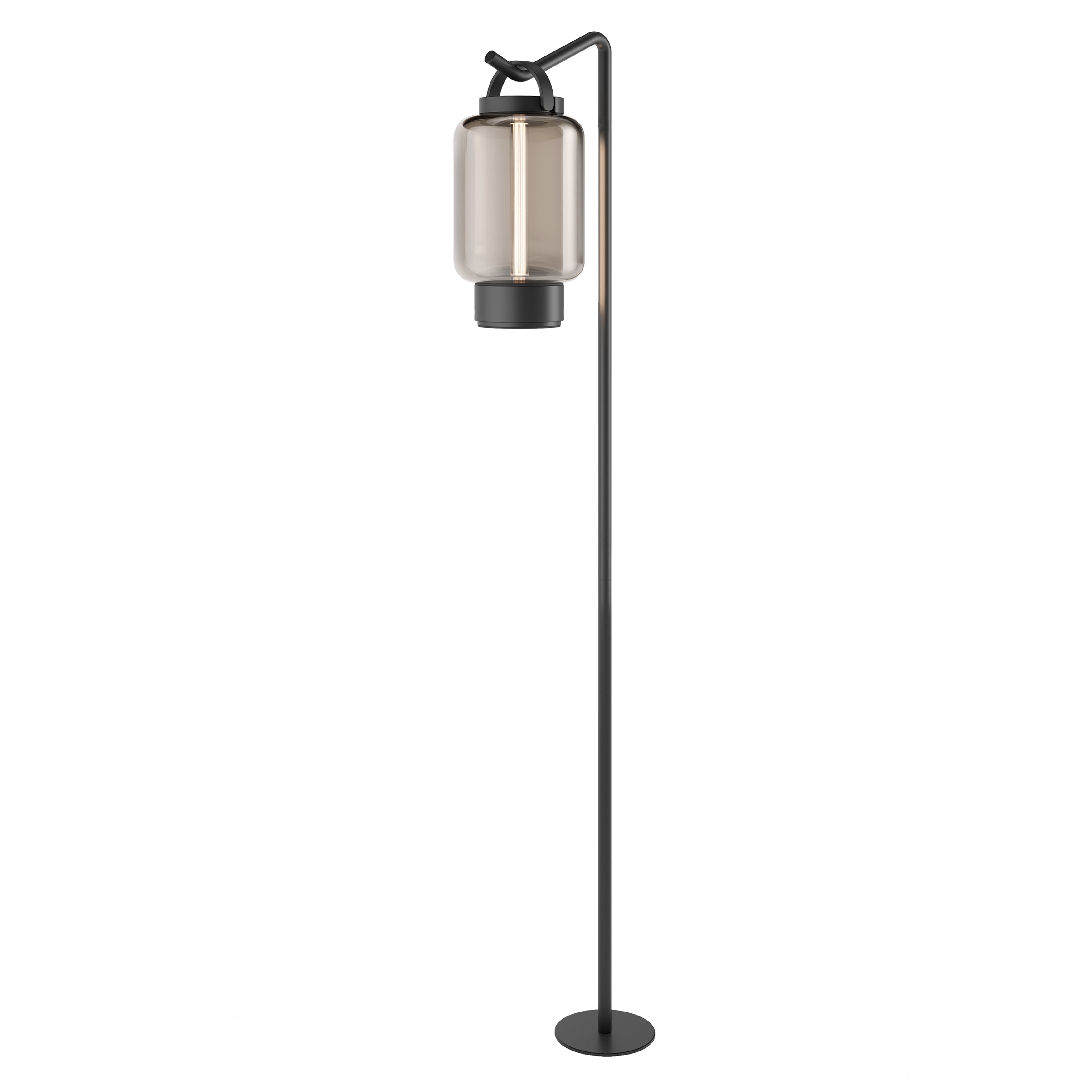 Qu Floor Light: Jet Black + Amber Glass