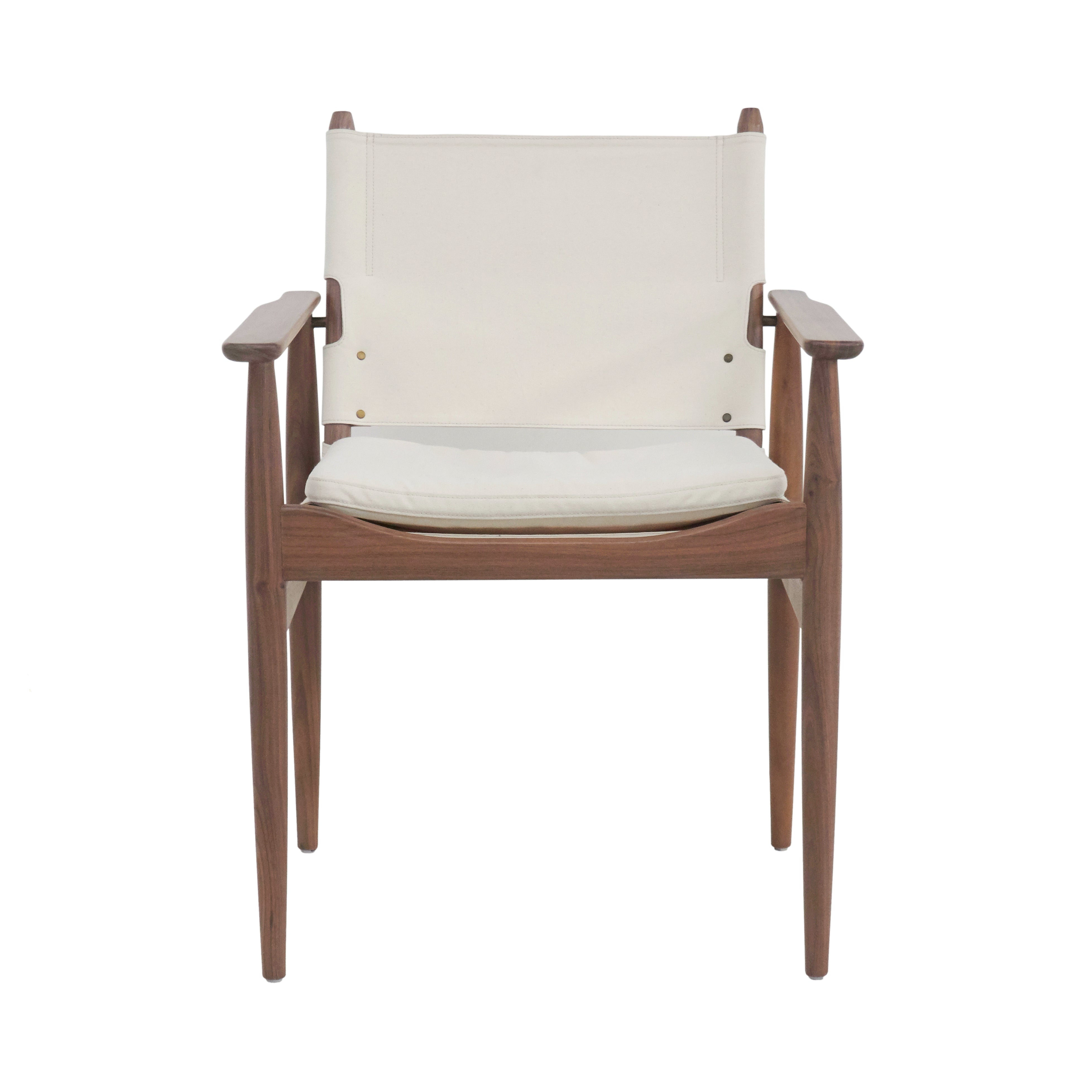 Journey Dining Armchair: Canvas + Natural Walnut + Natural