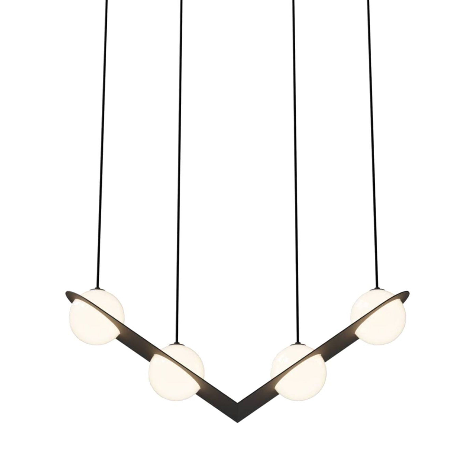 Laurent 02 Suspension Lamp: Textured Black + Black