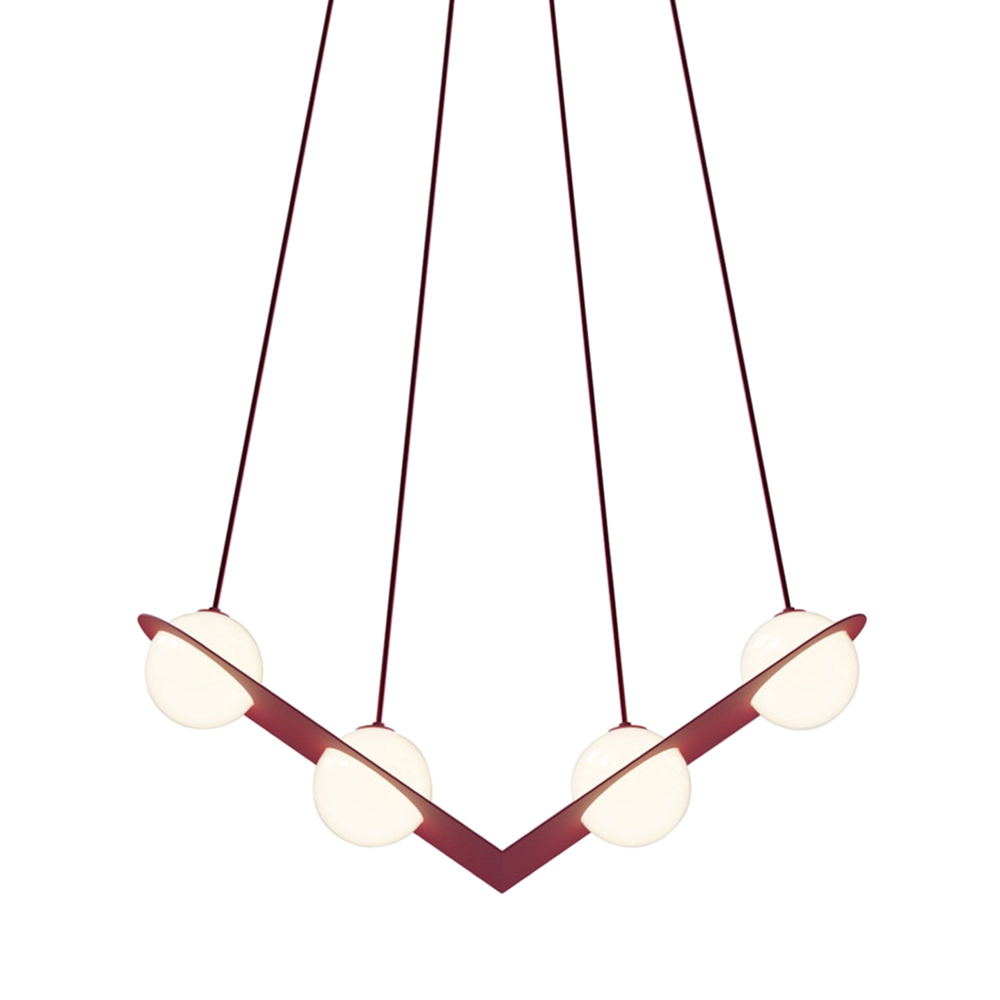 Laurent 02 Suspension Lamp: Textured Burgundy + Burgundy + Angled Wires