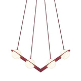 Laurent 02 Suspension Lamp: Textured Burgundy + Burgundy + Angled Wires