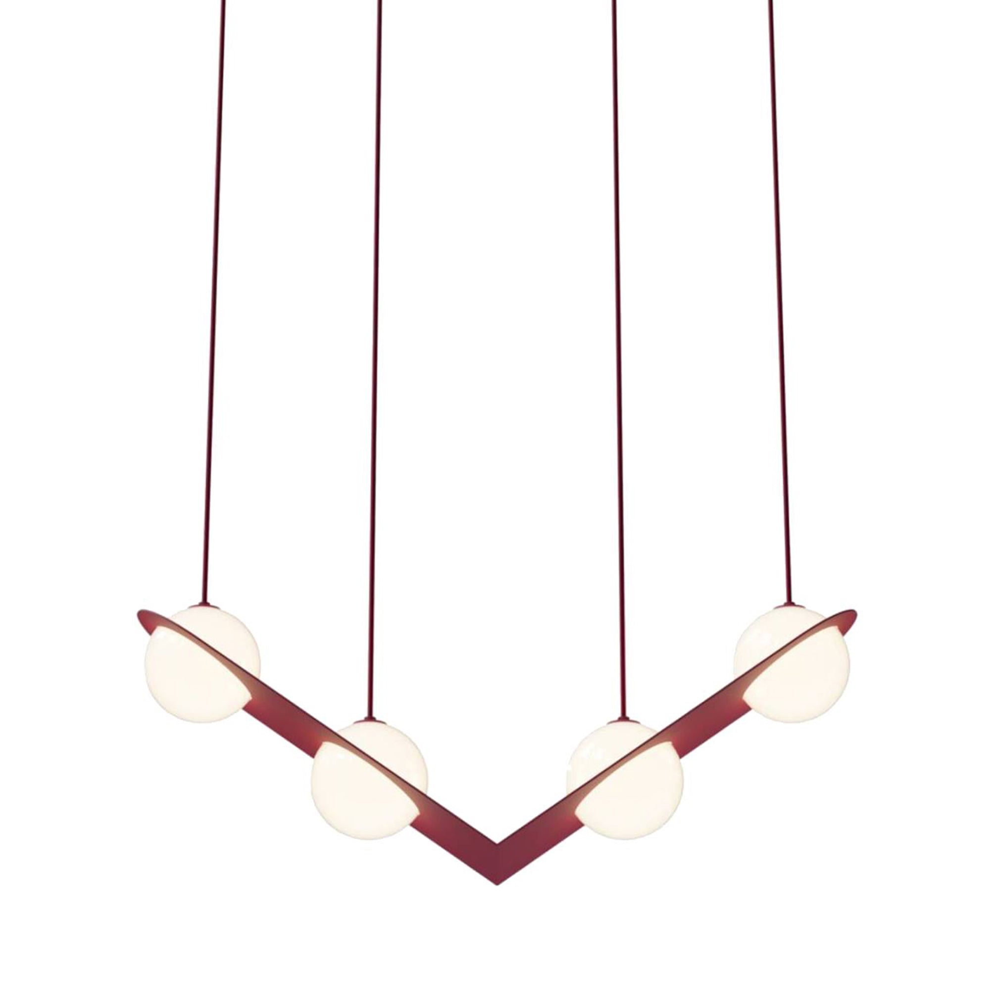 Laurent 02 Suspension Lamp: Textured Burgundy + Burgundy
