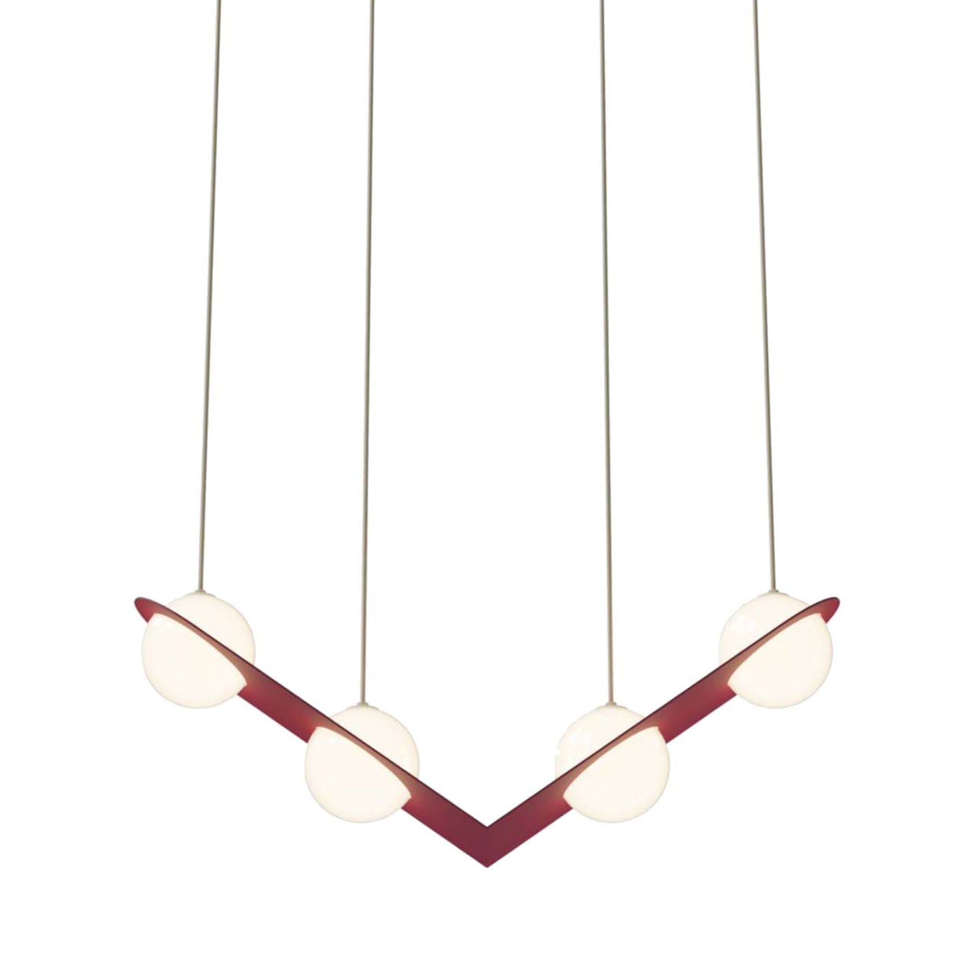 Laurent 02 Suspension Lamp: Textured Burgundy + Beige