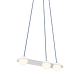 Laurent 07 Suspension Lamp: Nickel Plated + Blue + Angled Wires