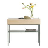 Luc Console 100 Oak: Marble Top + Carrara Marble + White Stained Oak + Green Khaki