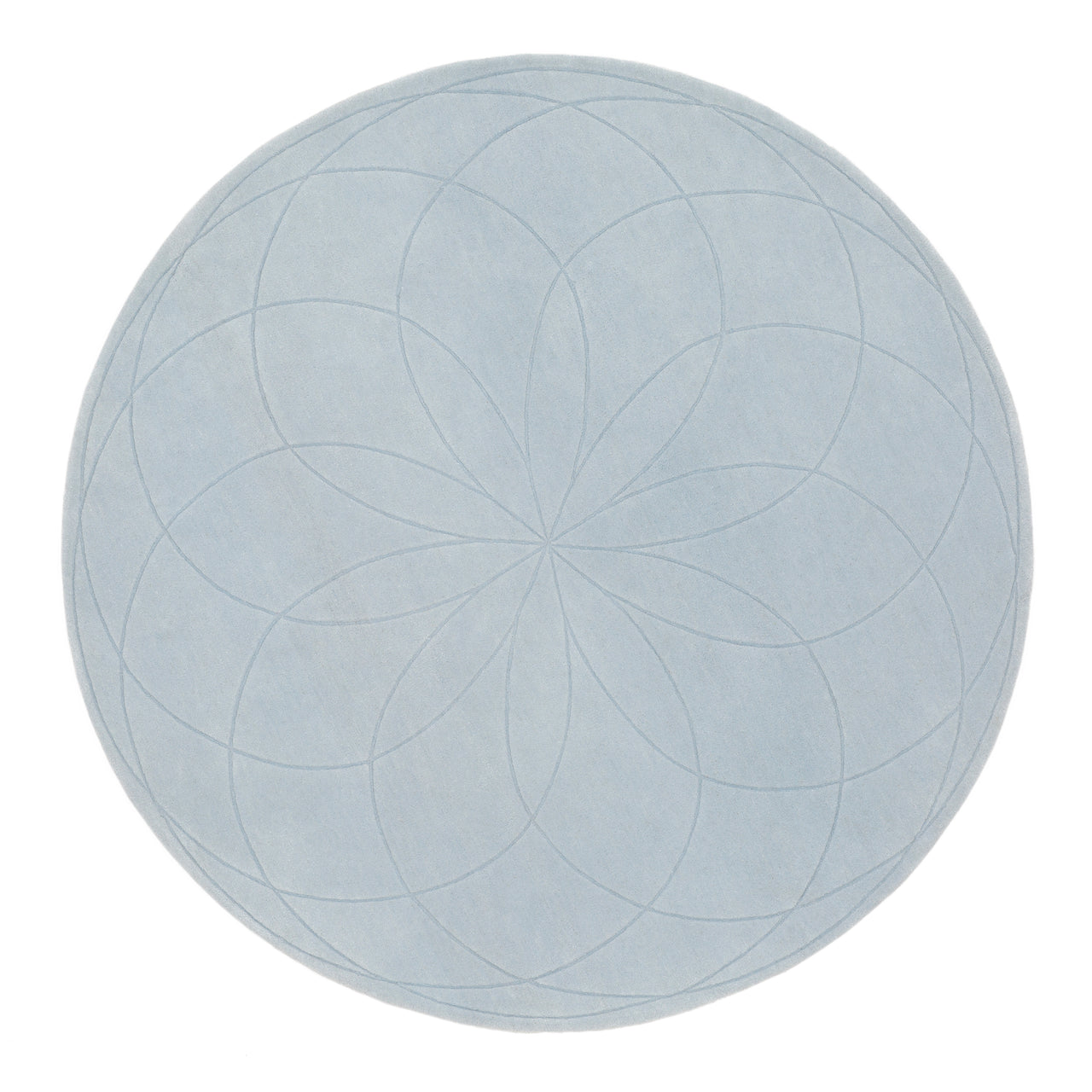 Lotus Round Rug: Large + Light Blue
