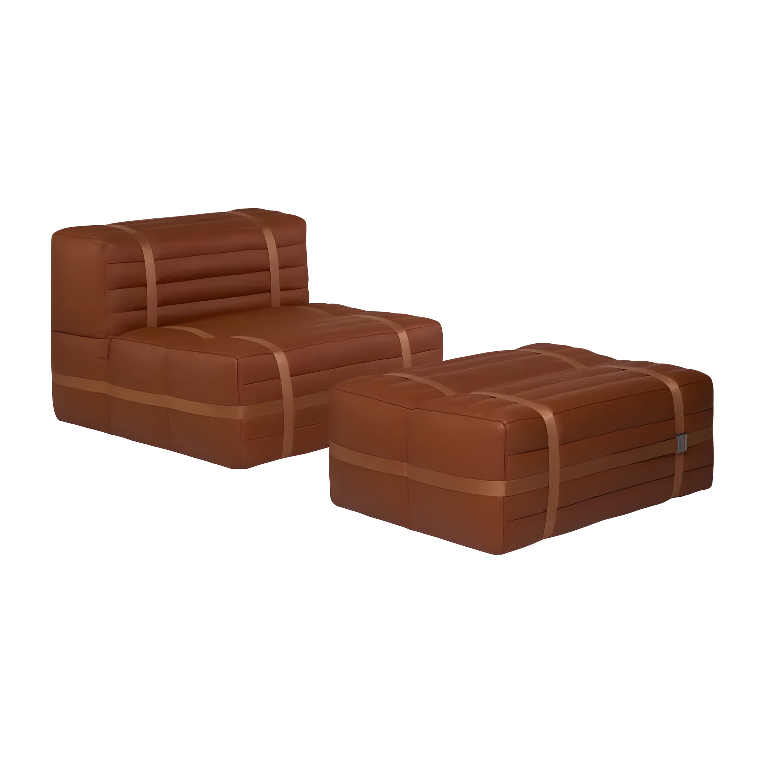 Haybale Lounge Chair with Footstool: Spectrum Terracotta