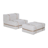 Haybale Lounge Chair with Footstool: Boucle Ivory