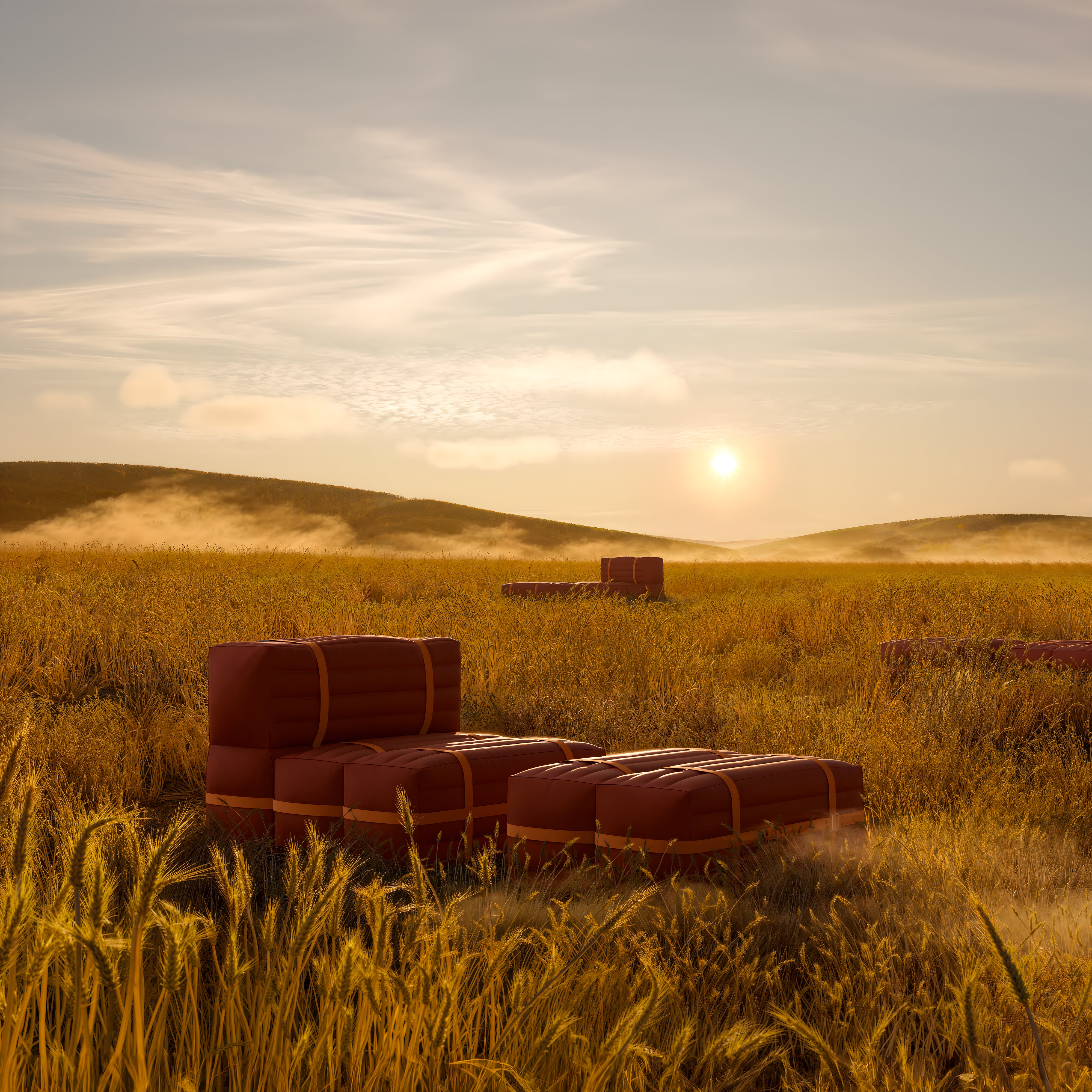 Haybale Lounge Chair with Footstool