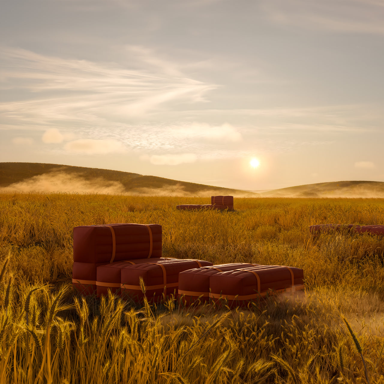 Haybale Lounge Chair with Footstool