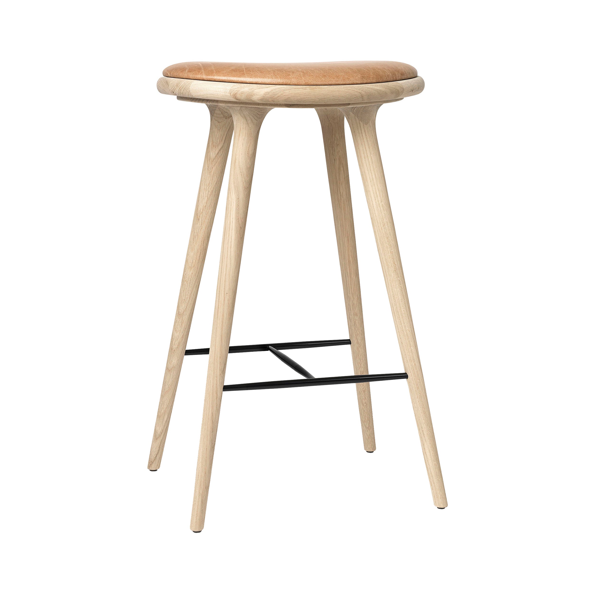 High Stool: Bar + Soaped Oak + Natural Tanned Leather