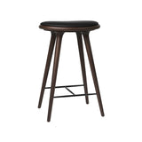 High Stool: Counter + Dark Stained Oak + Black Leather