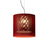 Moaré Pendant Lamp: Large (Double Shade) + Red + Grey