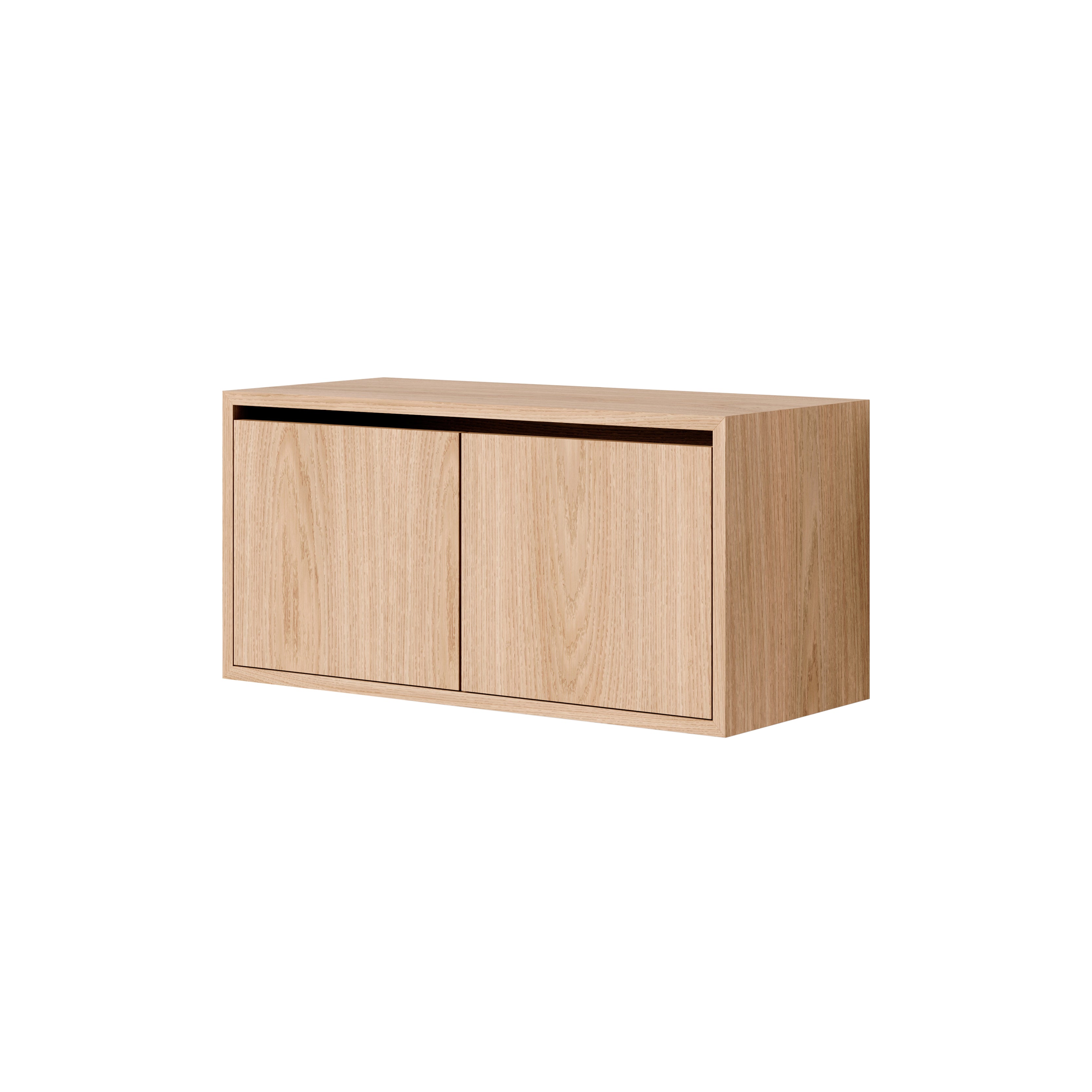 New Works Wall Cabinet with Doors: Low + Oak