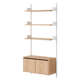 New Works Wall Shelf Cabinet with Doors: Low + Oak + White