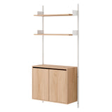 New Works Wall Shelf Cabinet with Doors: Tall + Oak + White