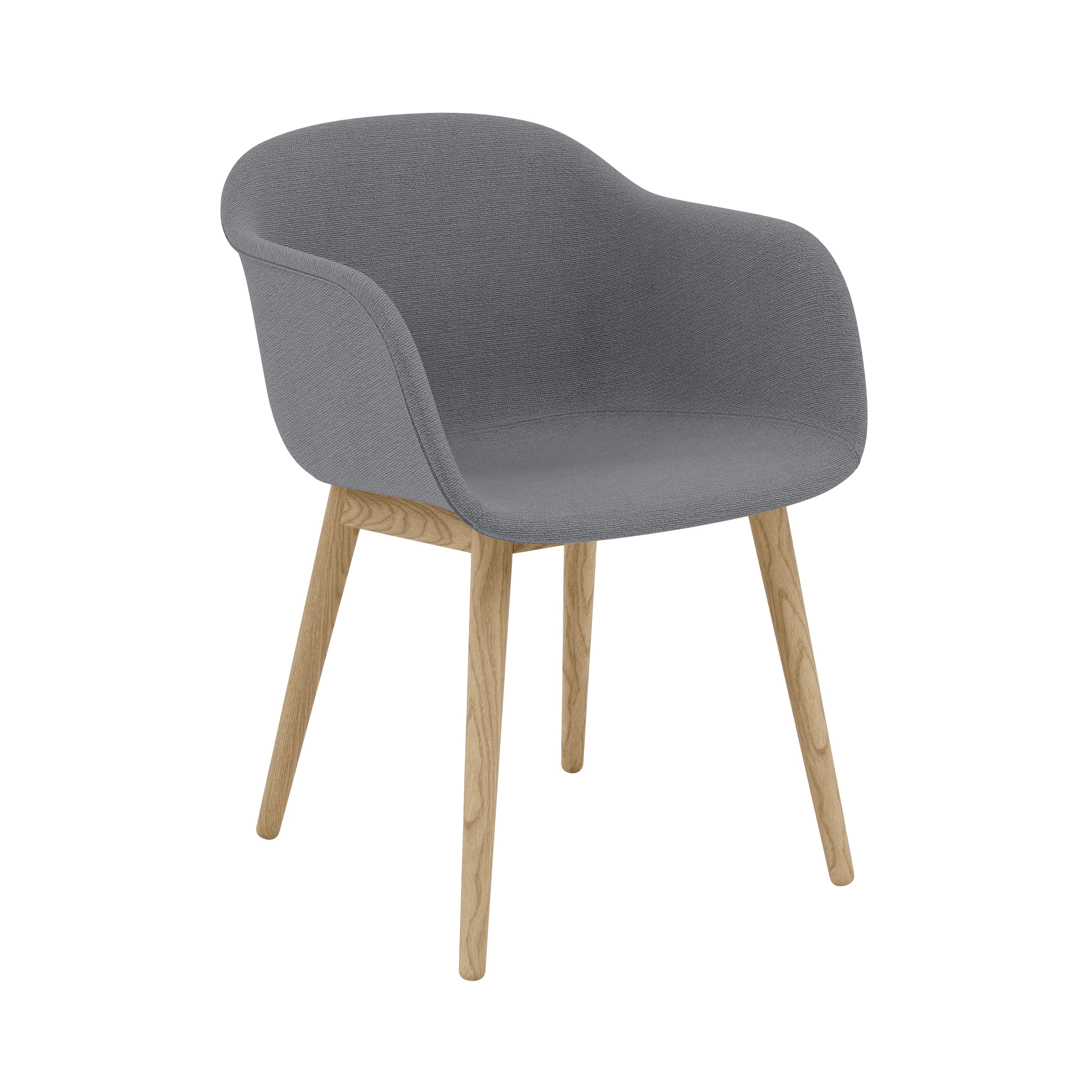 Fiber Armchair: Wood Base + Recycled Shell + Upholstered + Oak