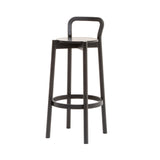 Castor Bar + Counter Stool with Backrest: Bar + Black Oak