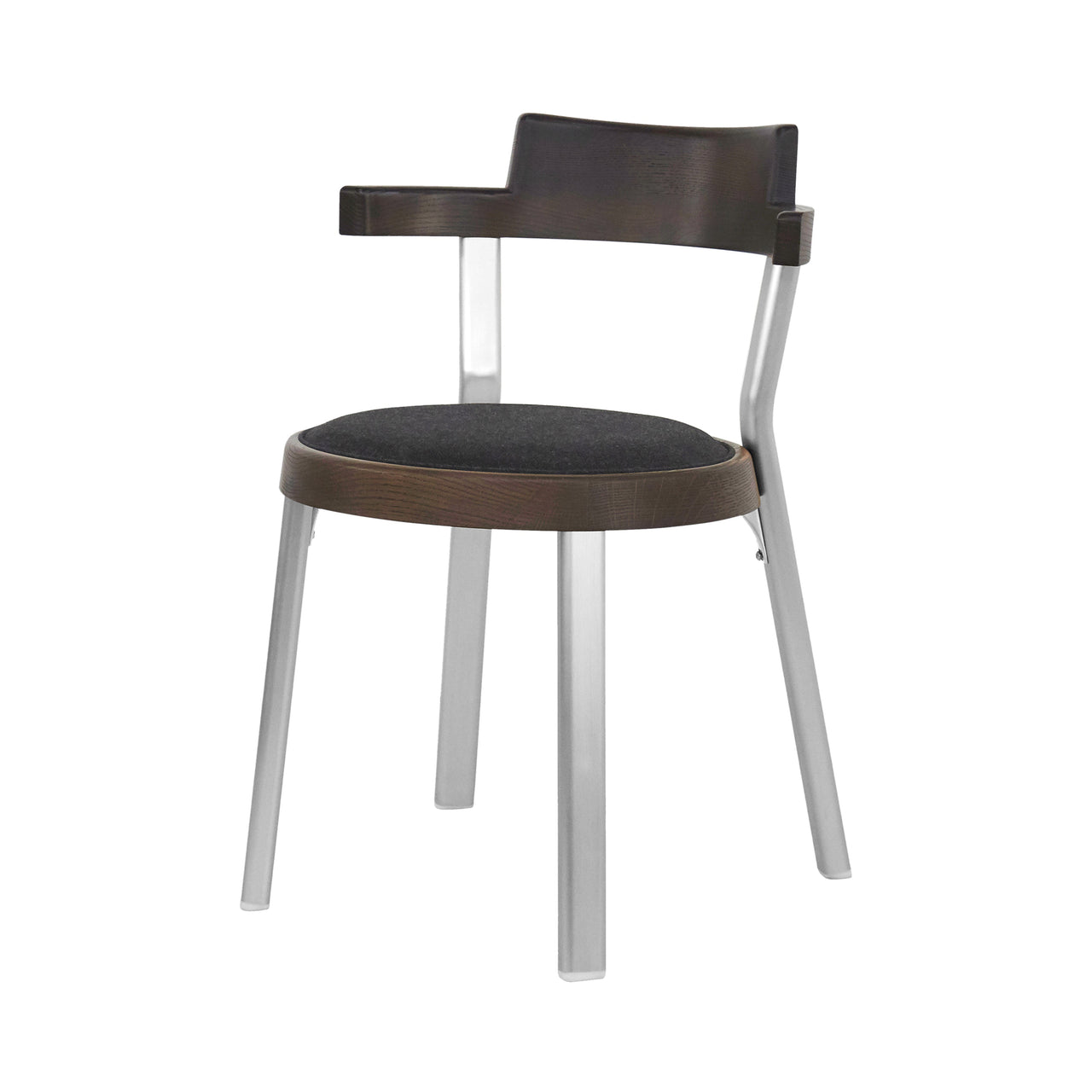 Pagoda Chair: Upholstery + Aluminum Leg + Silver + Dark Brown Oak