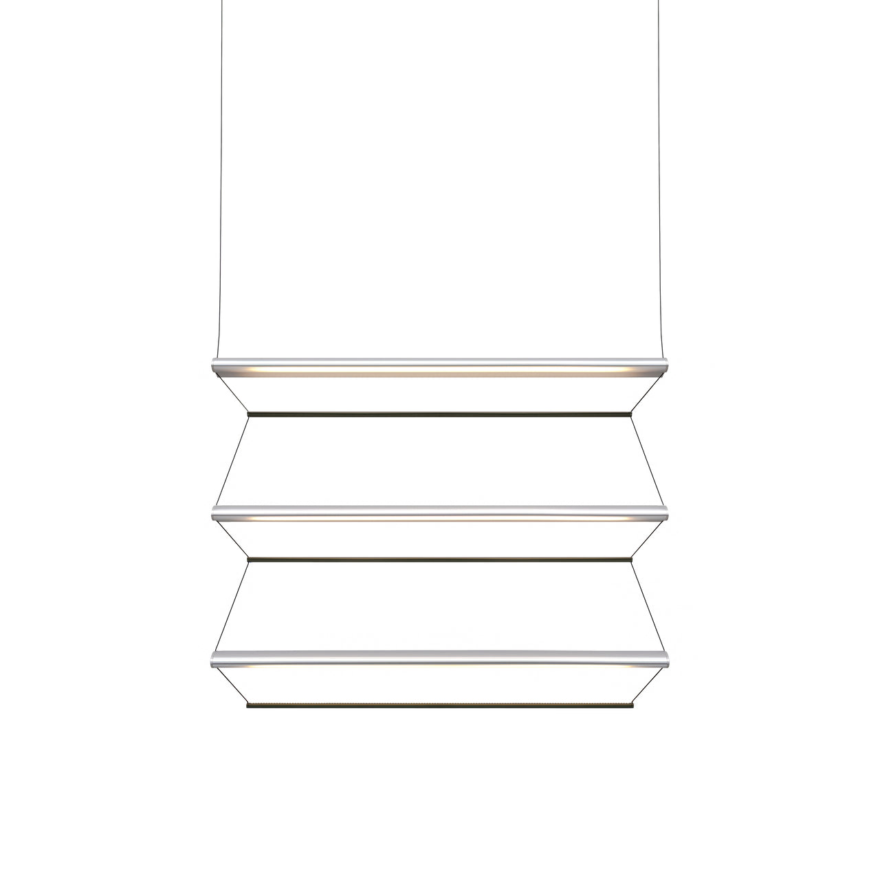 Tier 150 Vertical Pendant Light: 3V + Anodized Silver + Emerald