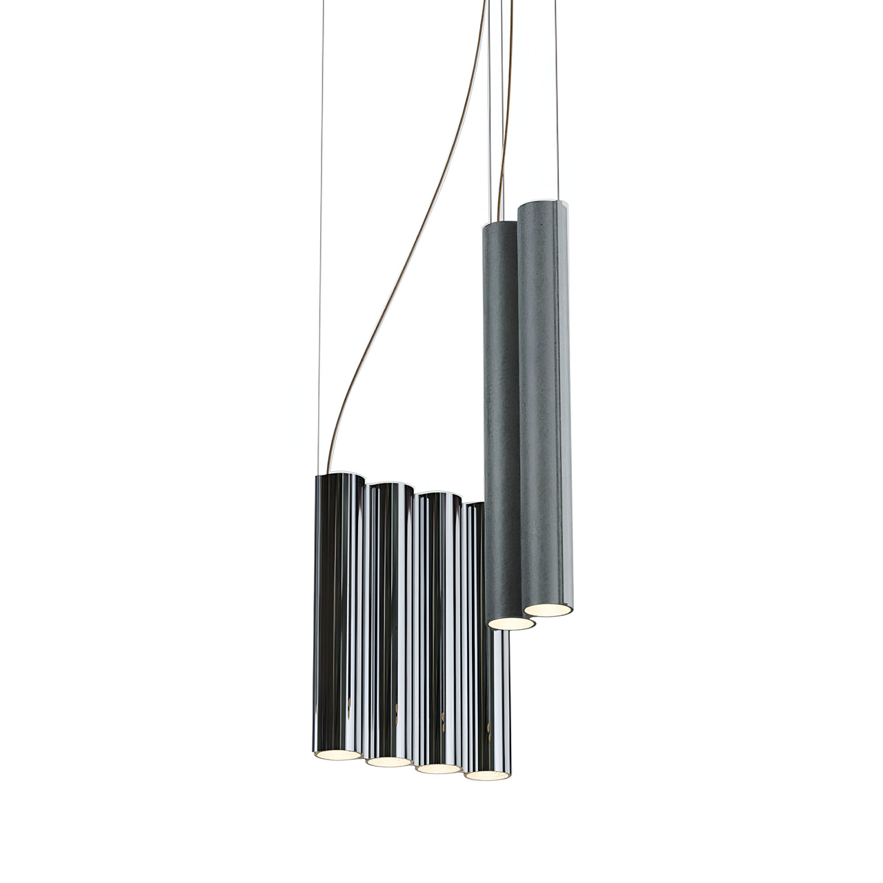 Silo 10 Suspension Lamp: Tumbled Aluminum + Mirror Polished Aluminum