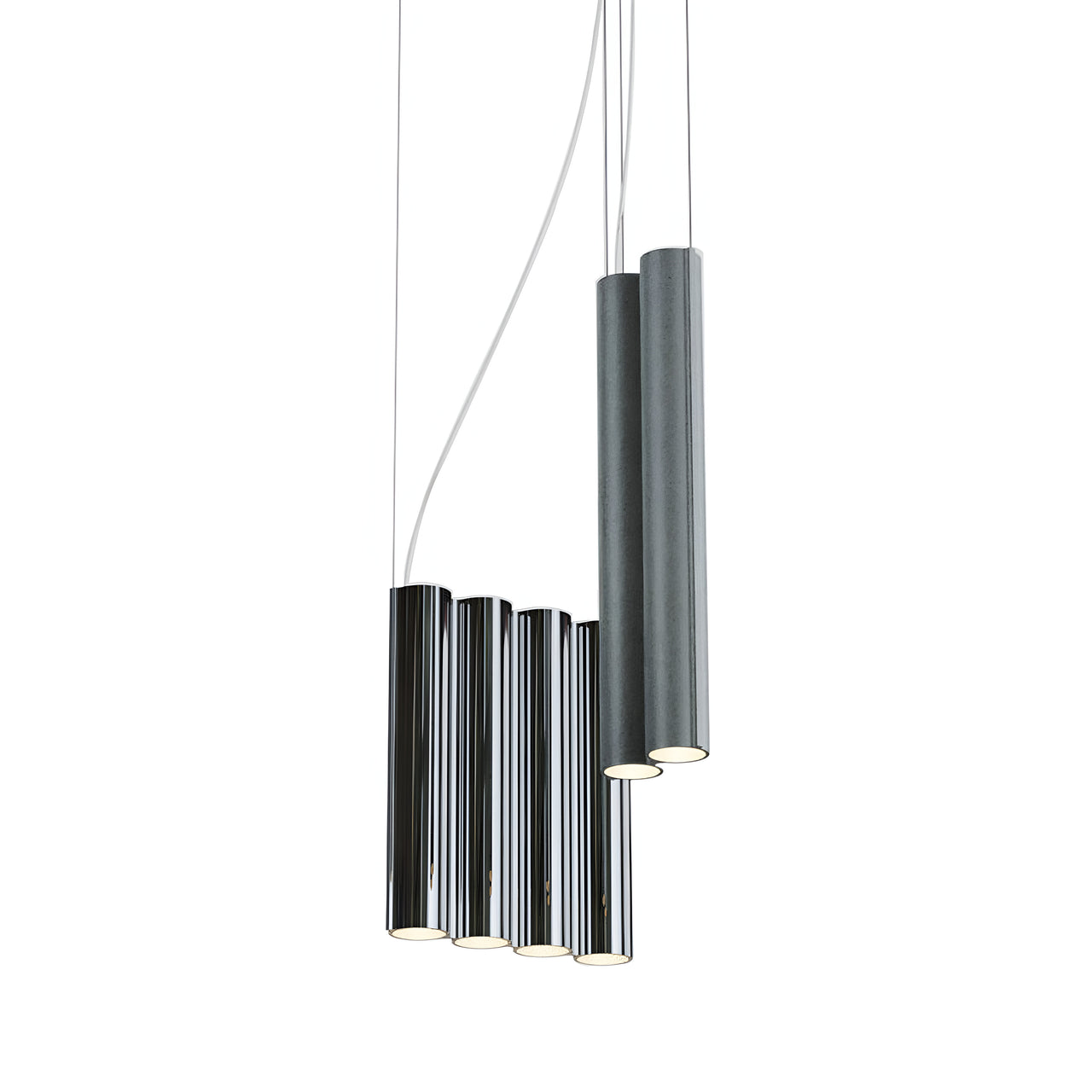 Silo 10 Suspension Lamp: Tumbled Aluminum + Mirror Polished Aluminum
