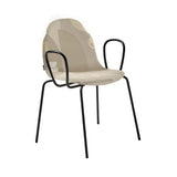 Body Stacking Chair with Armrest: Metal Legs + Upholstered