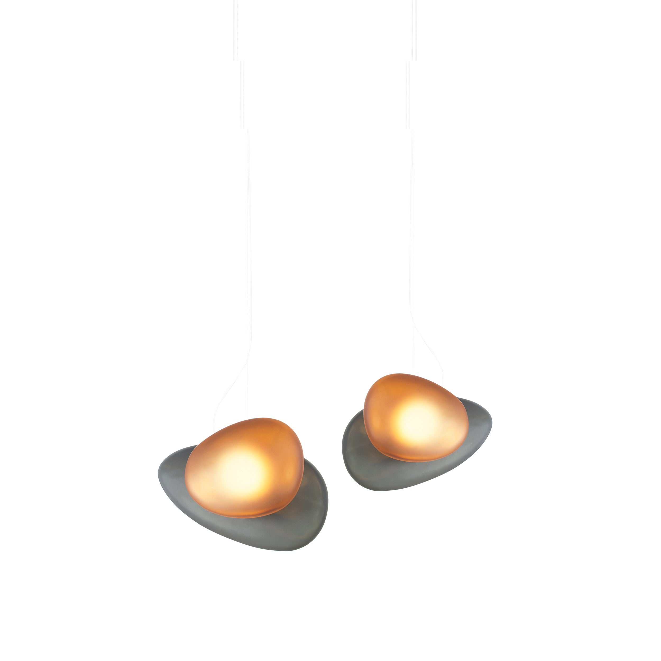 Pebble Linear 2 Pendant Light: B + C + Slate + Citrine