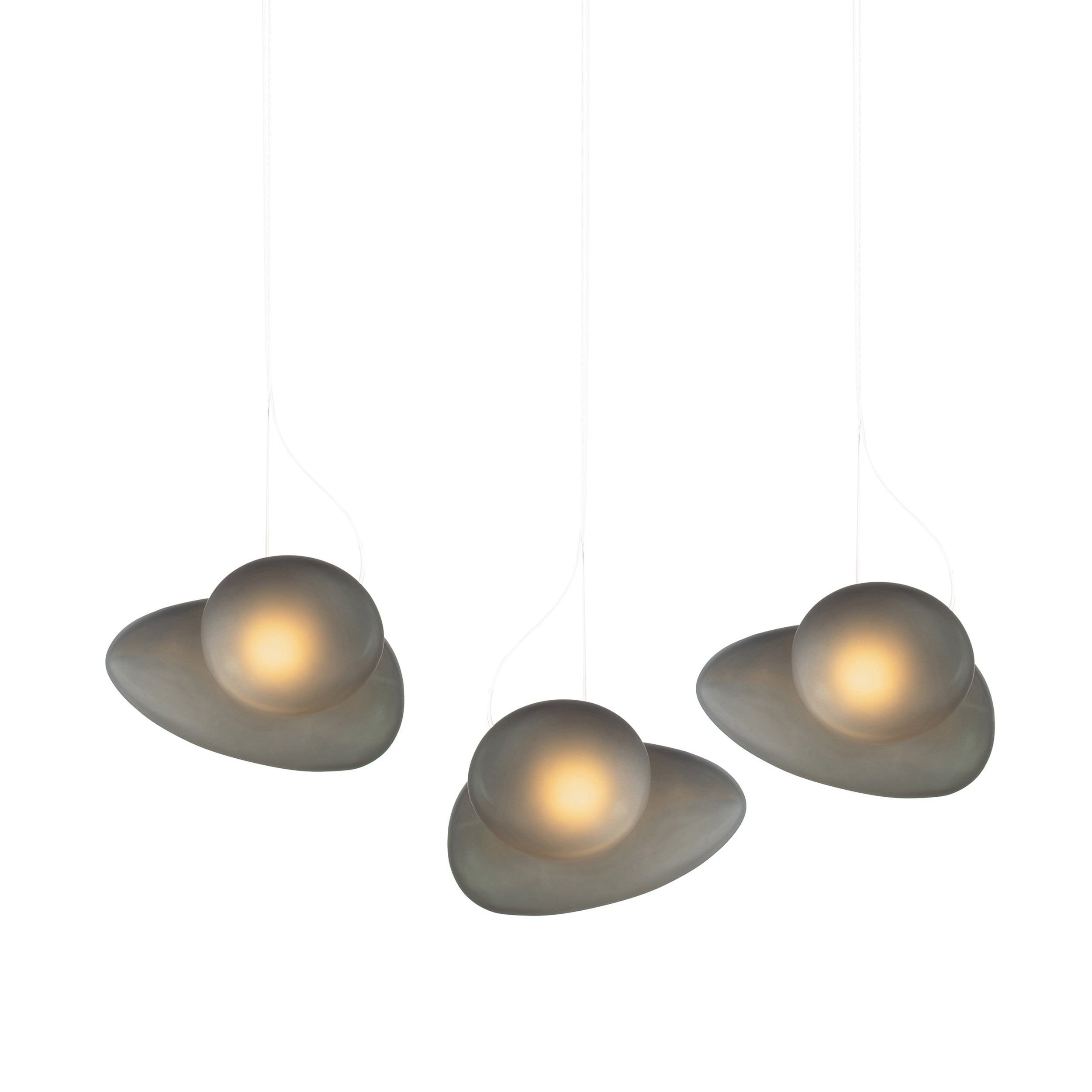 Pebble Linear 3 Pendant Light: B + D + Slate + Slate