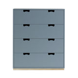 Snow A Storage Unit with Drawers: Nordic Blue + Snow A + Natural Oak