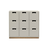 Snow B Storage Unit with Drawers: Light Grey + Snow B3 + Natural Oak