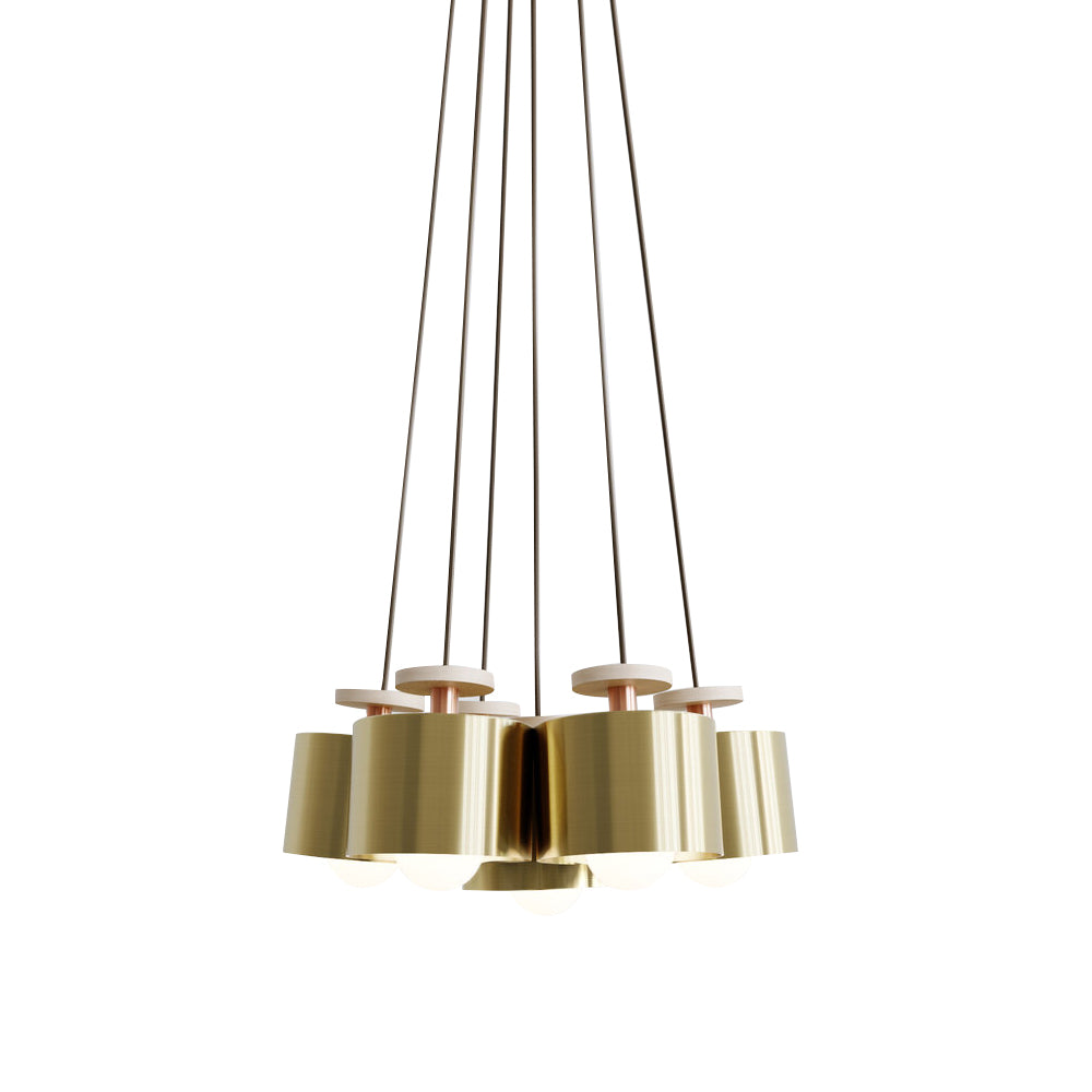 Spun Pendant Cluster: Brass + Matte White