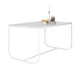 Tati Dining Table: Small + Carrara Marble + White
