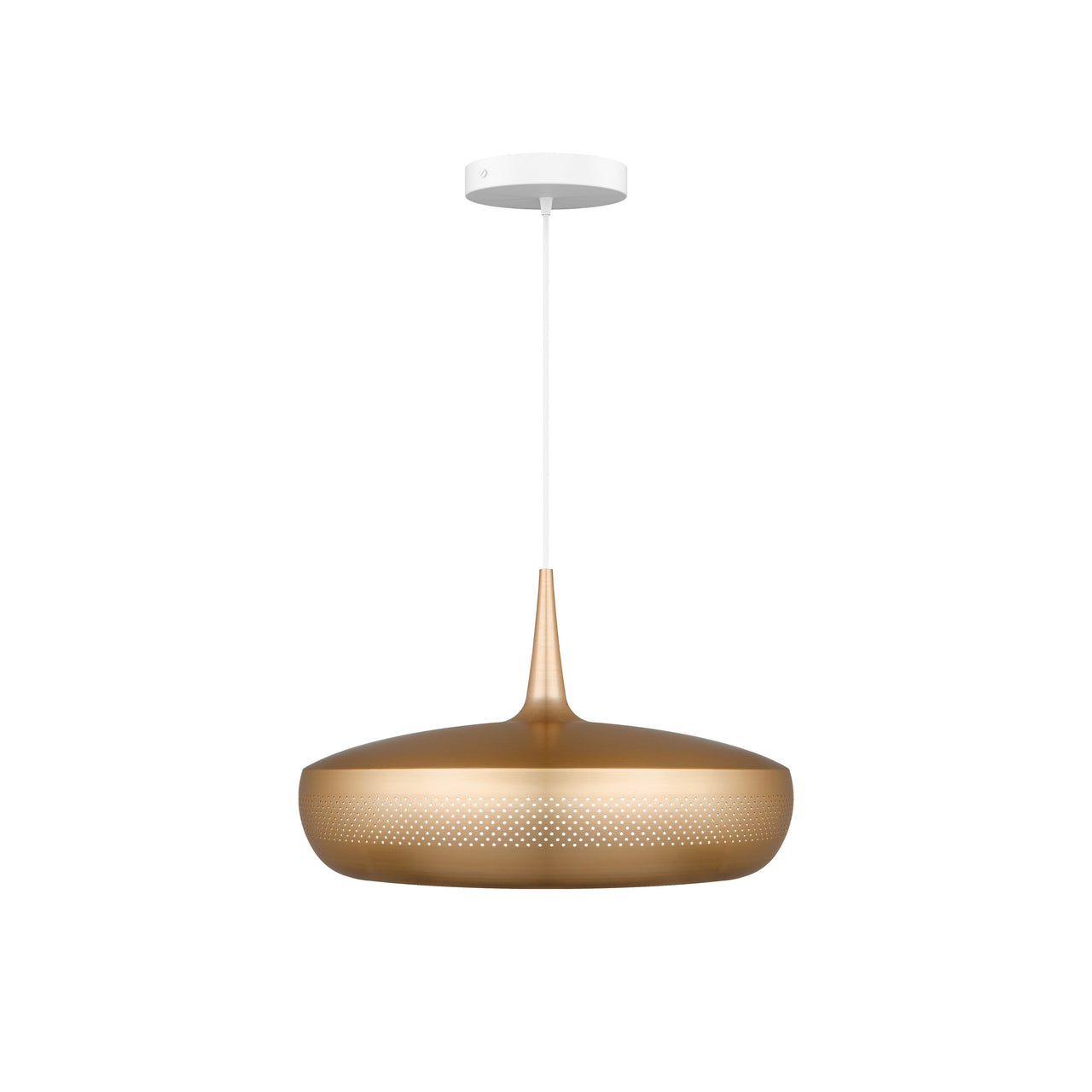 Clava Dine Pendant: Brushed Brass + White + Canopy