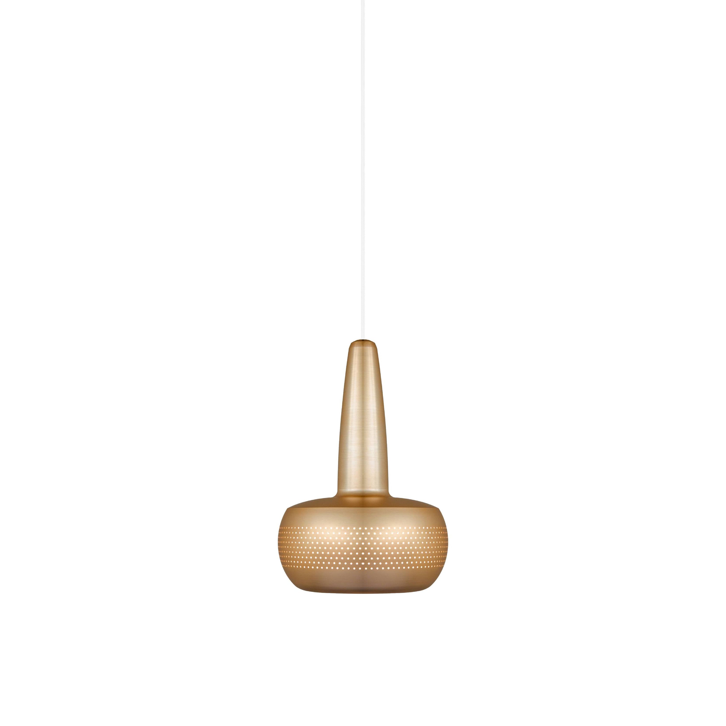 Clava Pendant: Brushed Brass + White + Plug-in