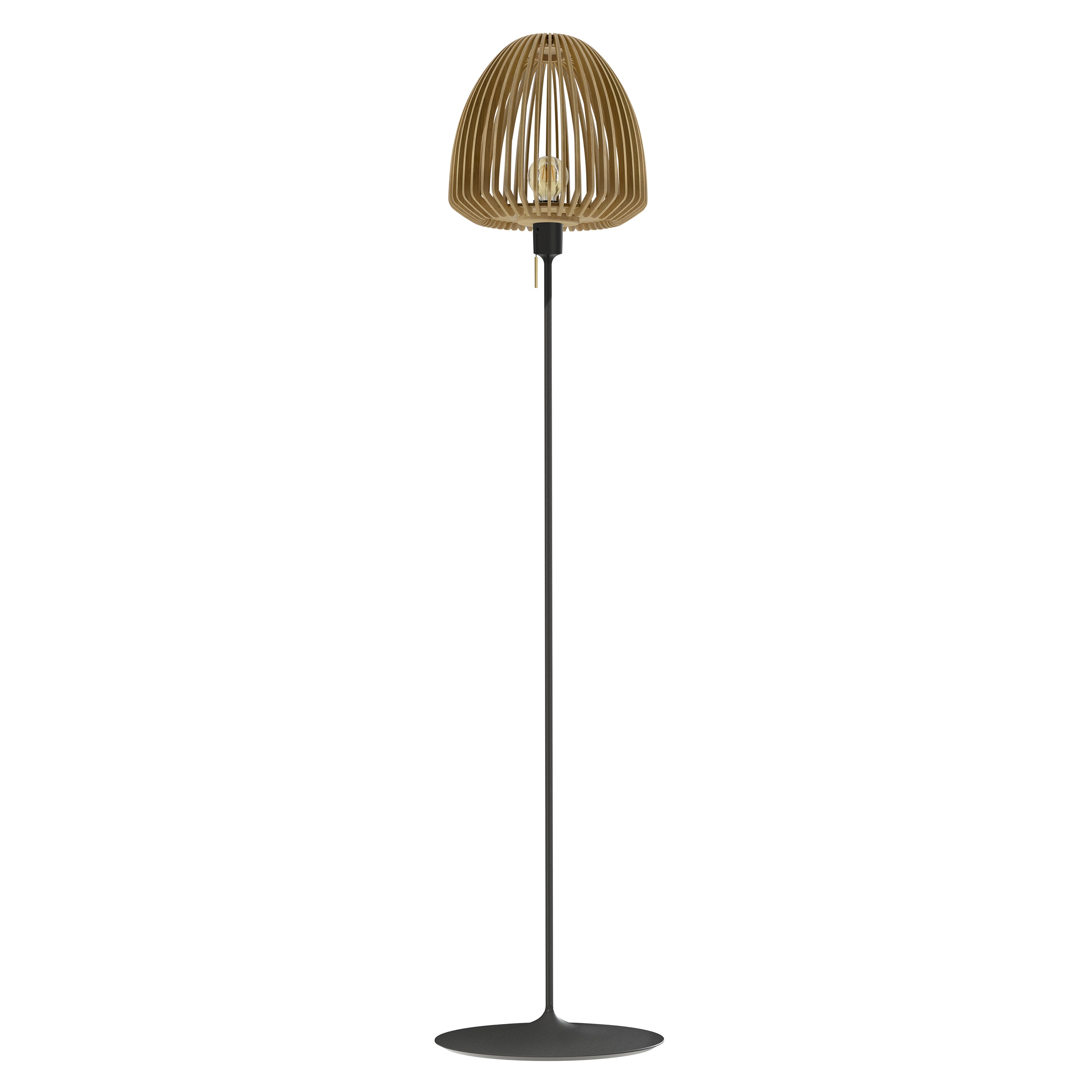 Clava Wood Floor Lamp: Oak + Black