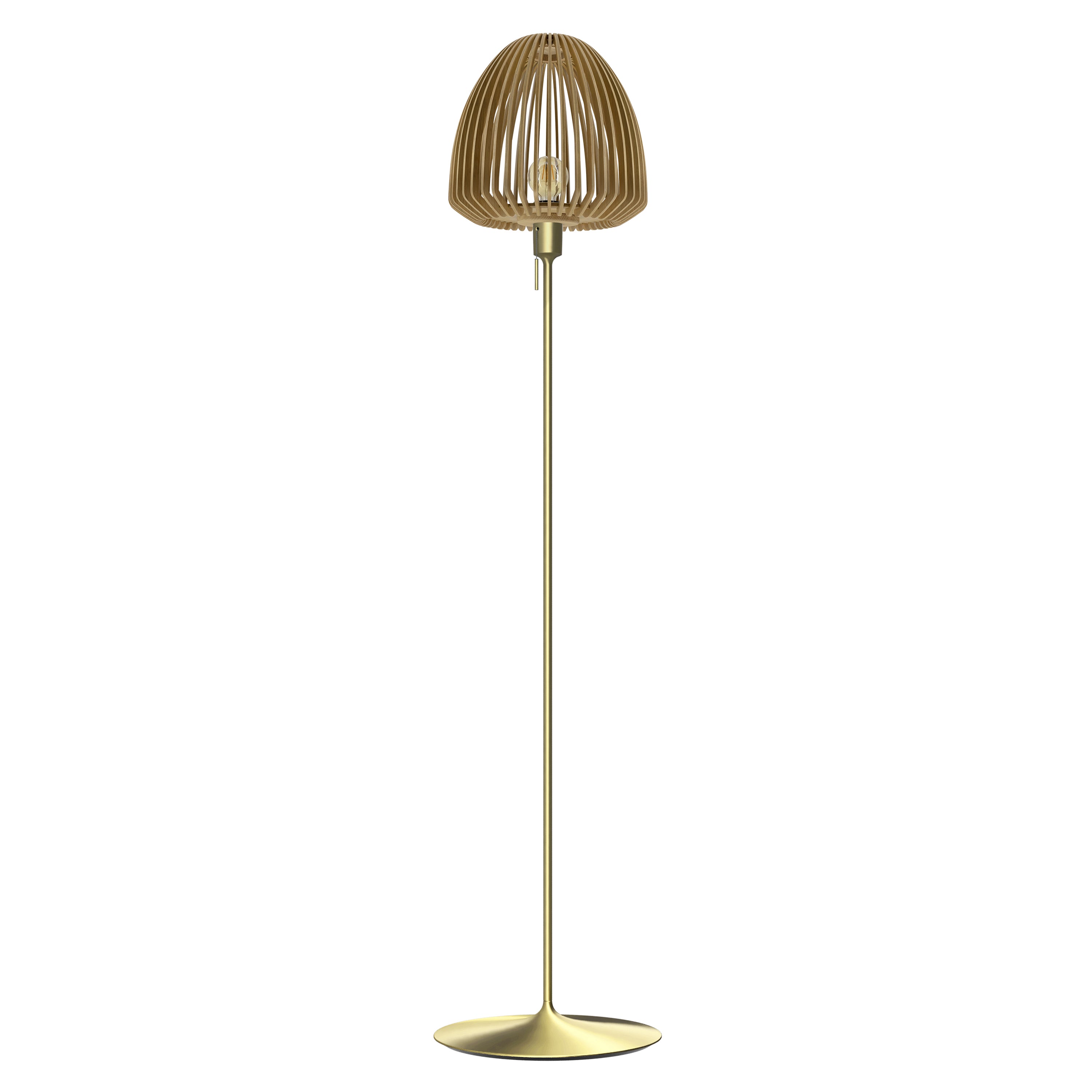 Clava Wood Floor Lamp: Oak + Brushed Brass