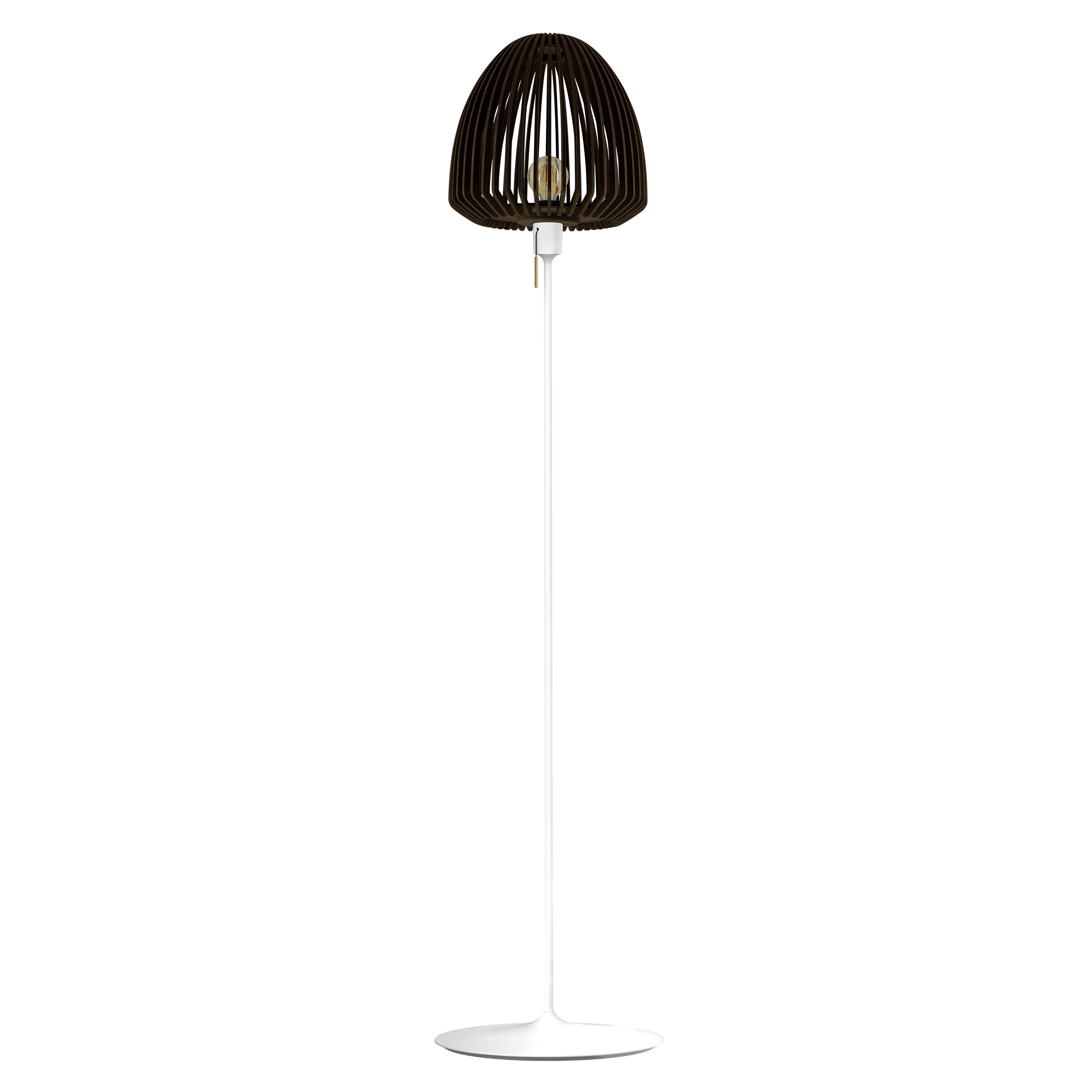 Clava Wood Floor Lamp: Dark Oak + White