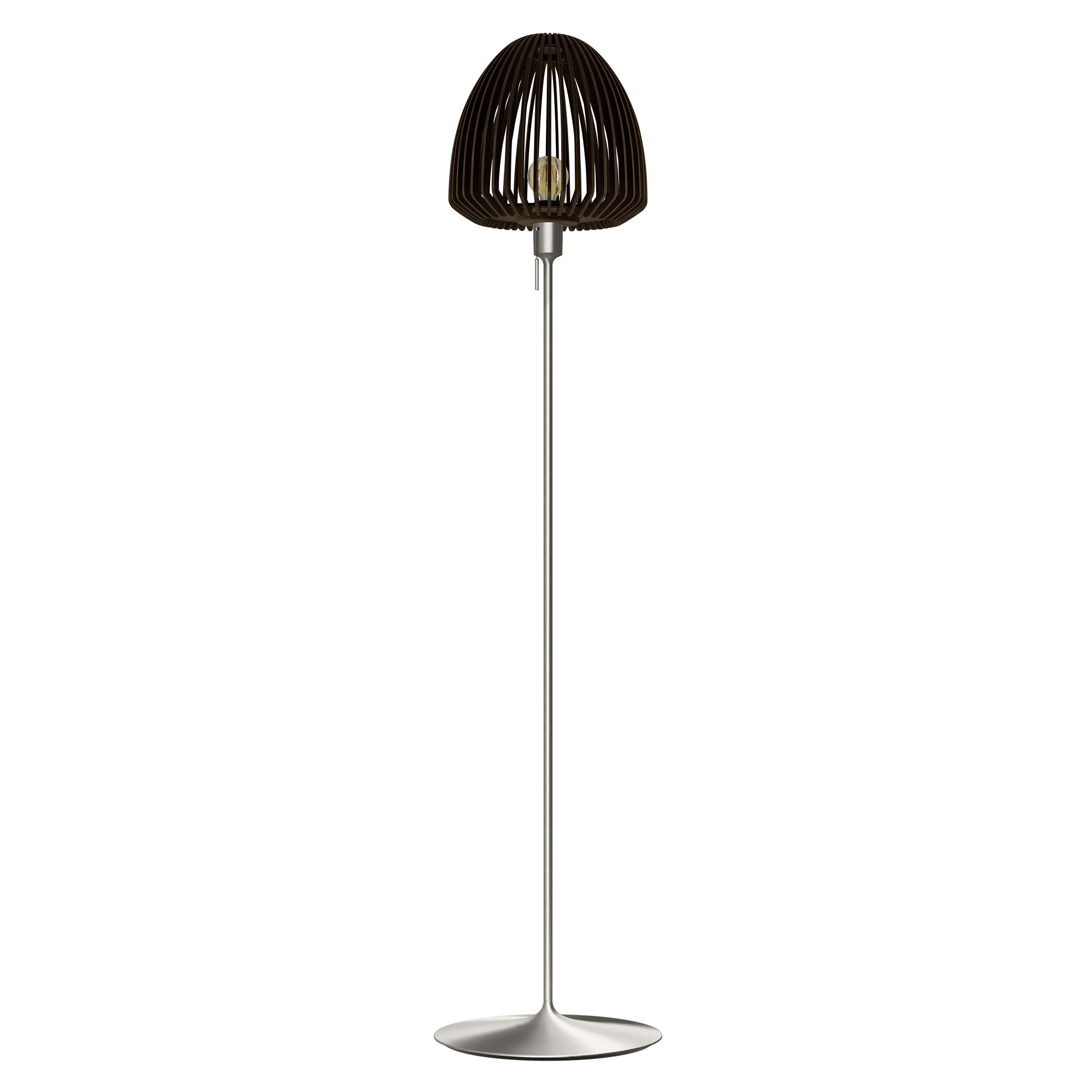 Clava Wood Floor Lamp: Dark Oak + Brushed Steel