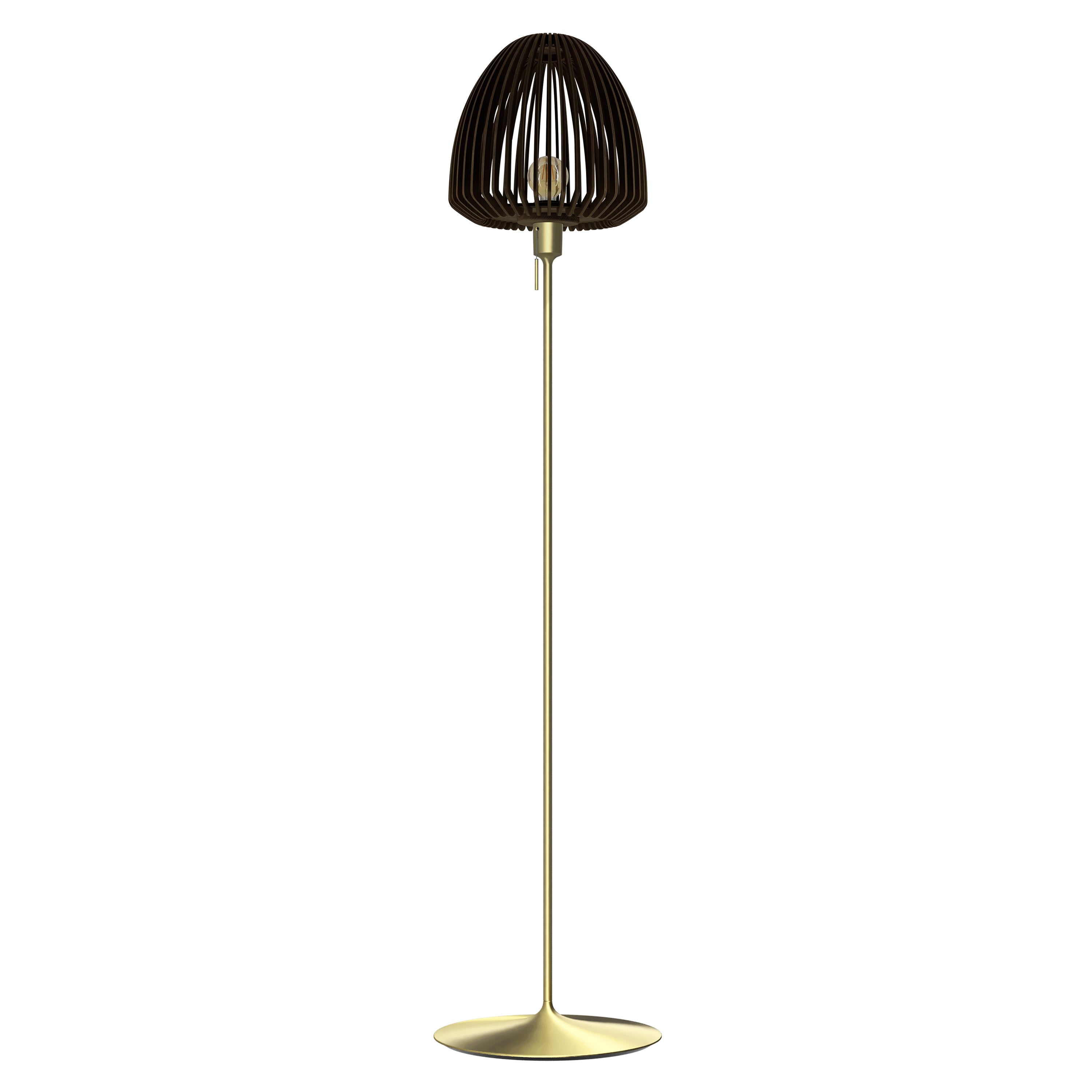 Clava Wood Floor Lamp: Dark Oak + Brushed Brass