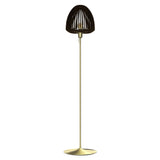 Clava Wood Floor Lamp: Dark Oak + Brushed Brass