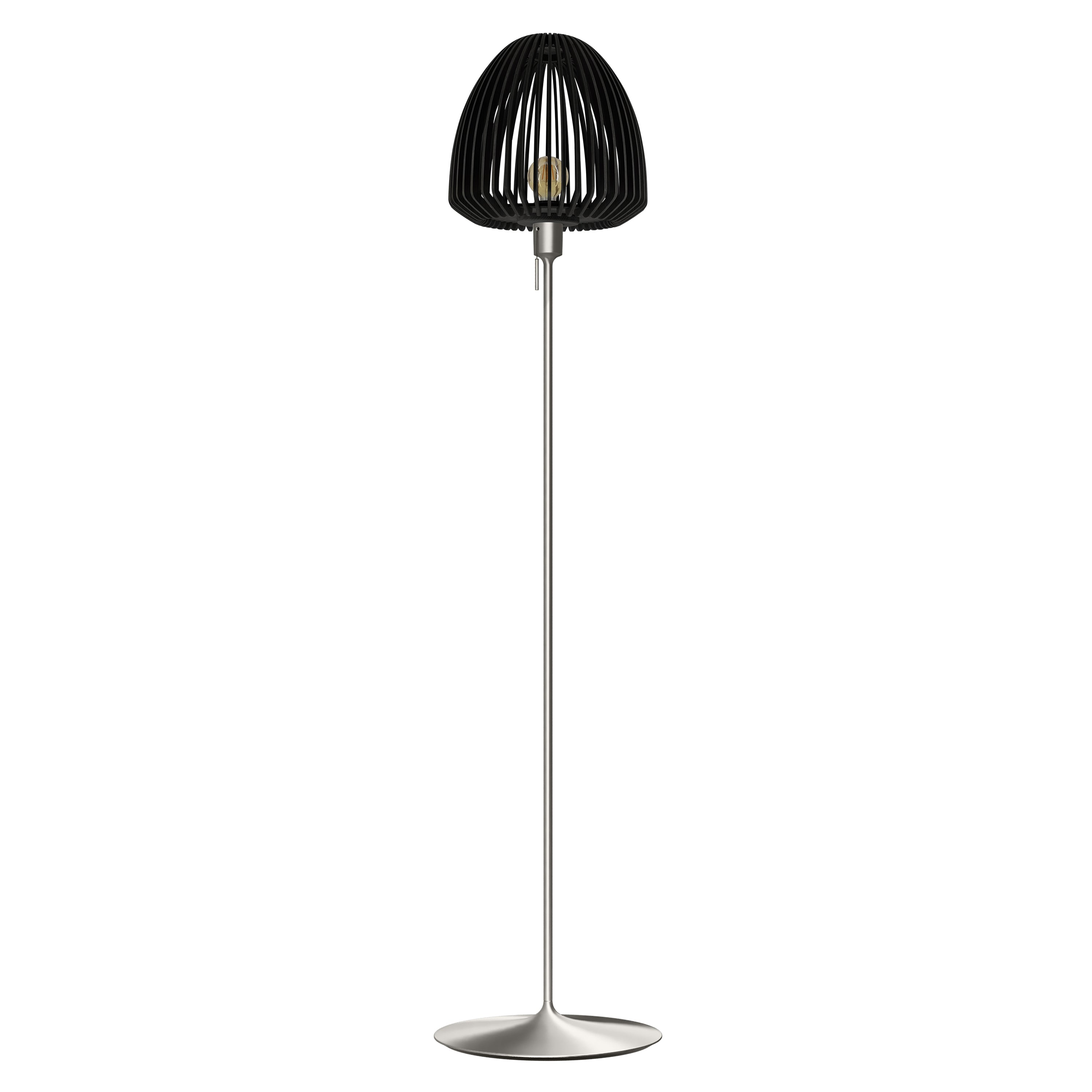 Clava Wood Floor Lamp: Black Oak + Brushed Steel