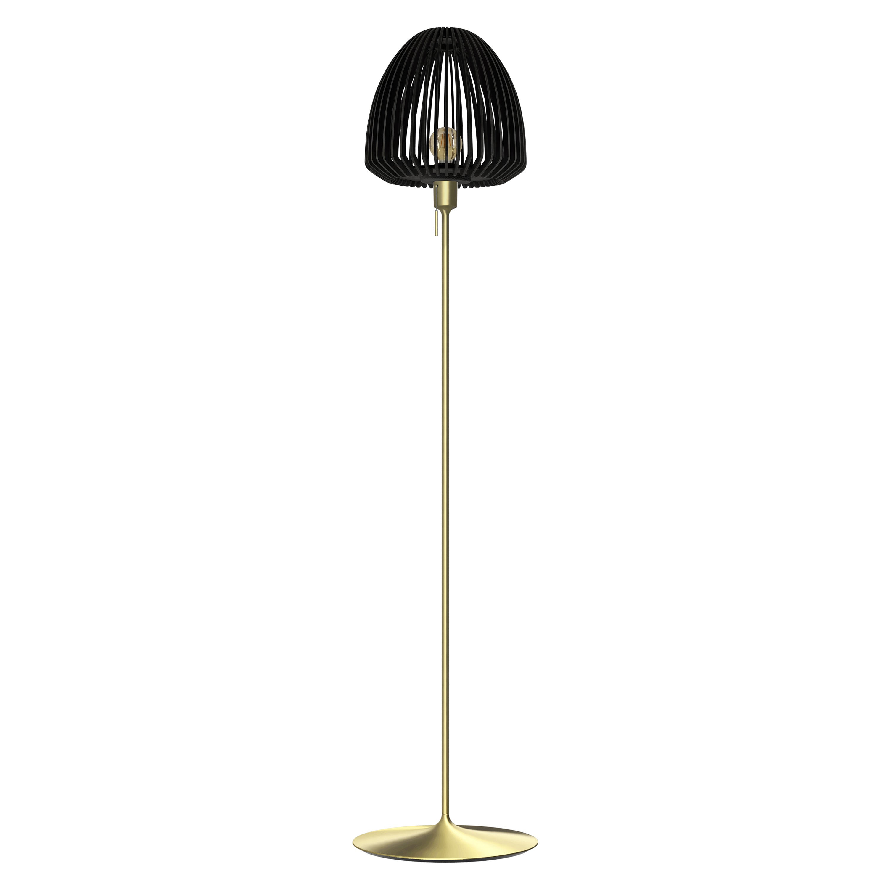 Clava Wood Floor Lamp: Black Oak + Brushed Brass