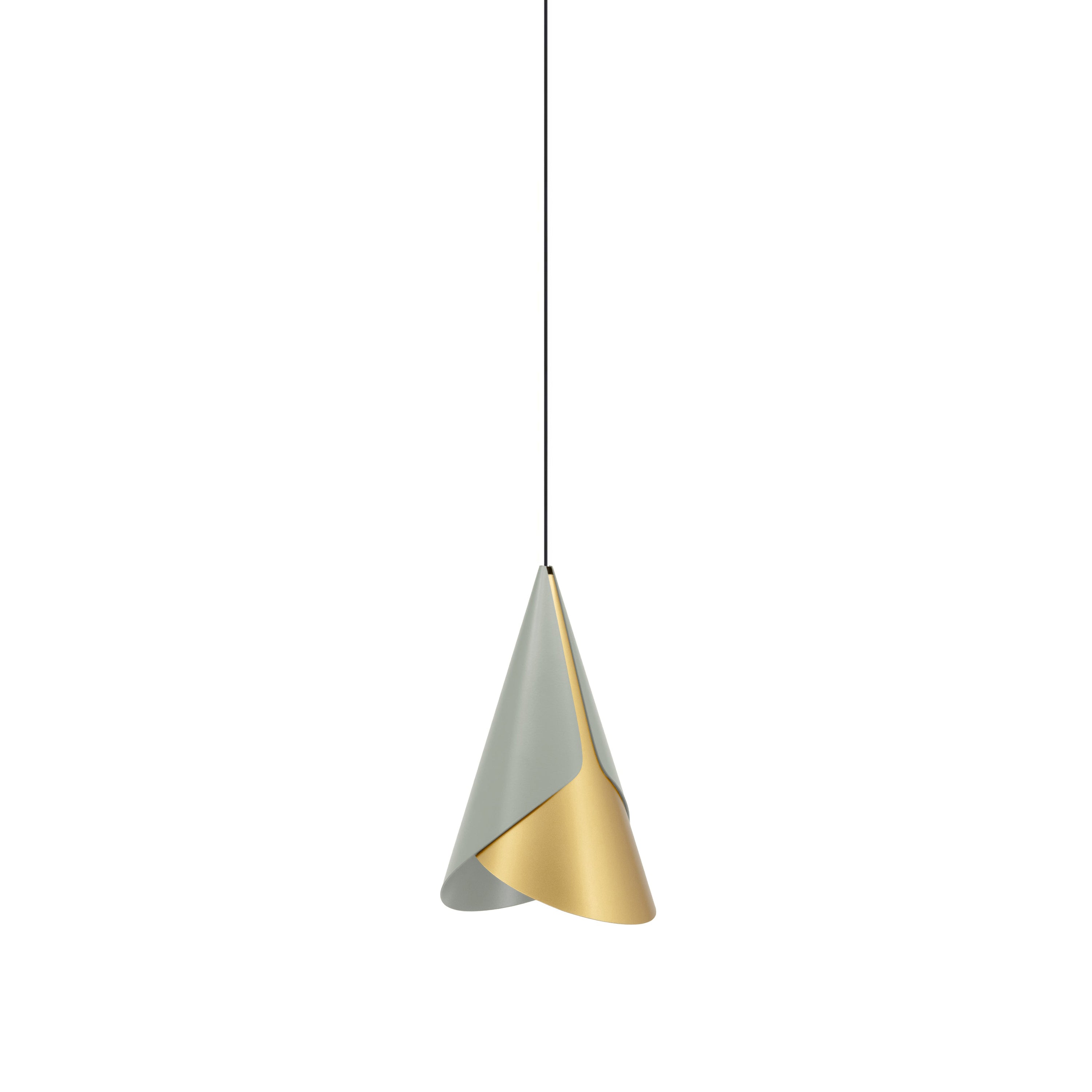 Cornet Pendant: Nuance Mist Olive + Brass + Black + Plug-in