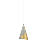 Cornet Pendant: Nuance Mist Olive + Brass + White + Plug-in