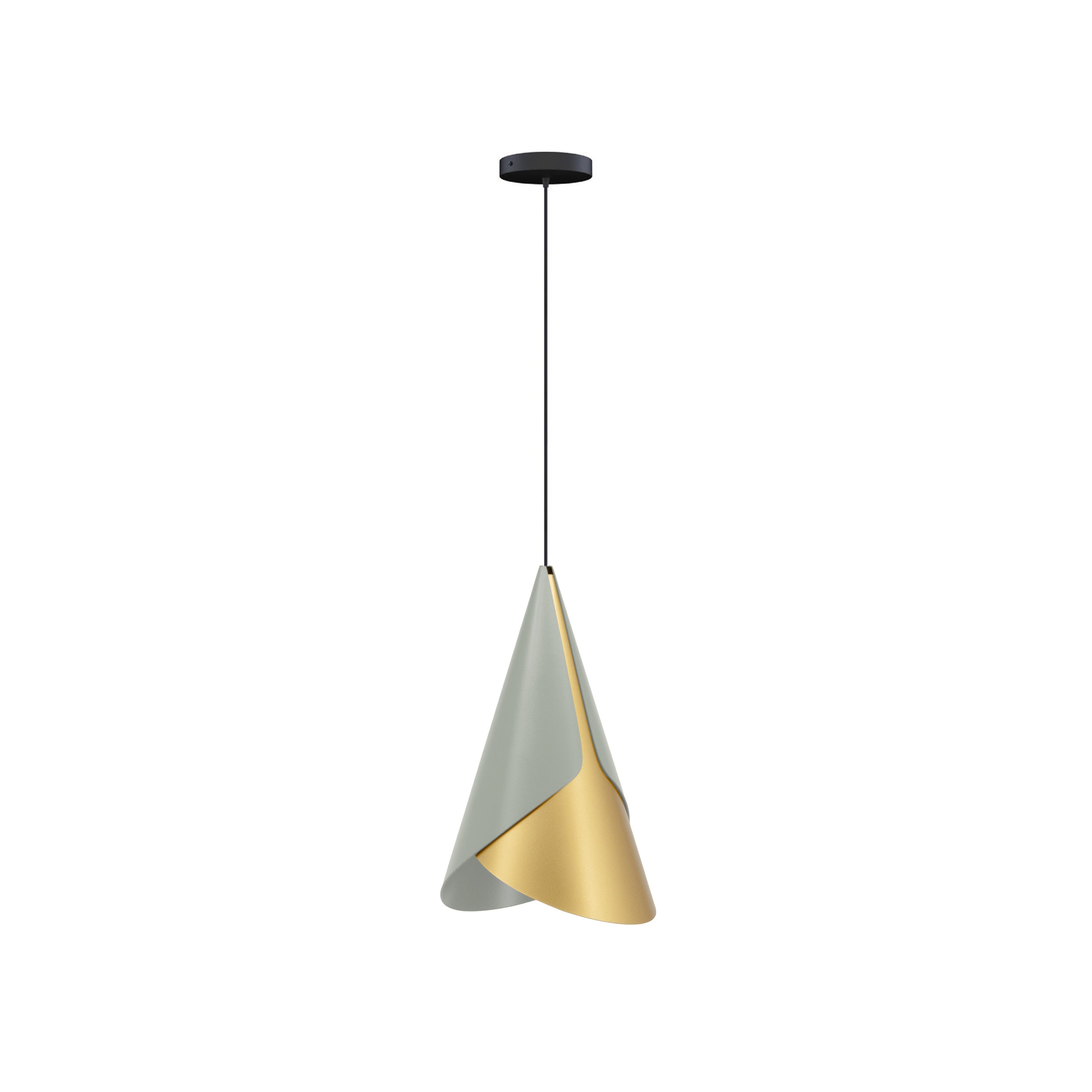 Cornet Pendant: Nuance Mist Olive + Brass + Black + Canopy