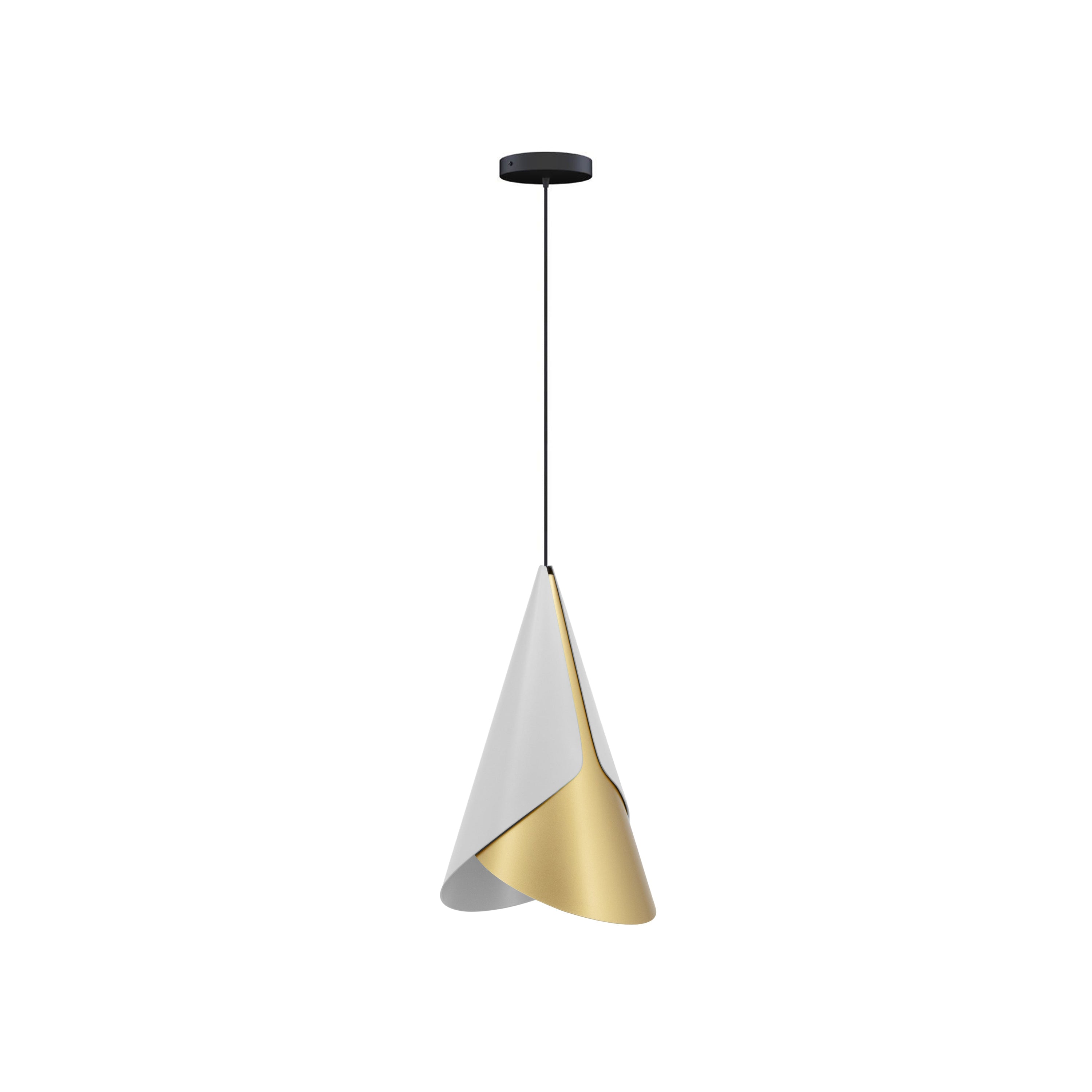 Cornet Pendant: Nuance Mist + Brass + Black + Canopy