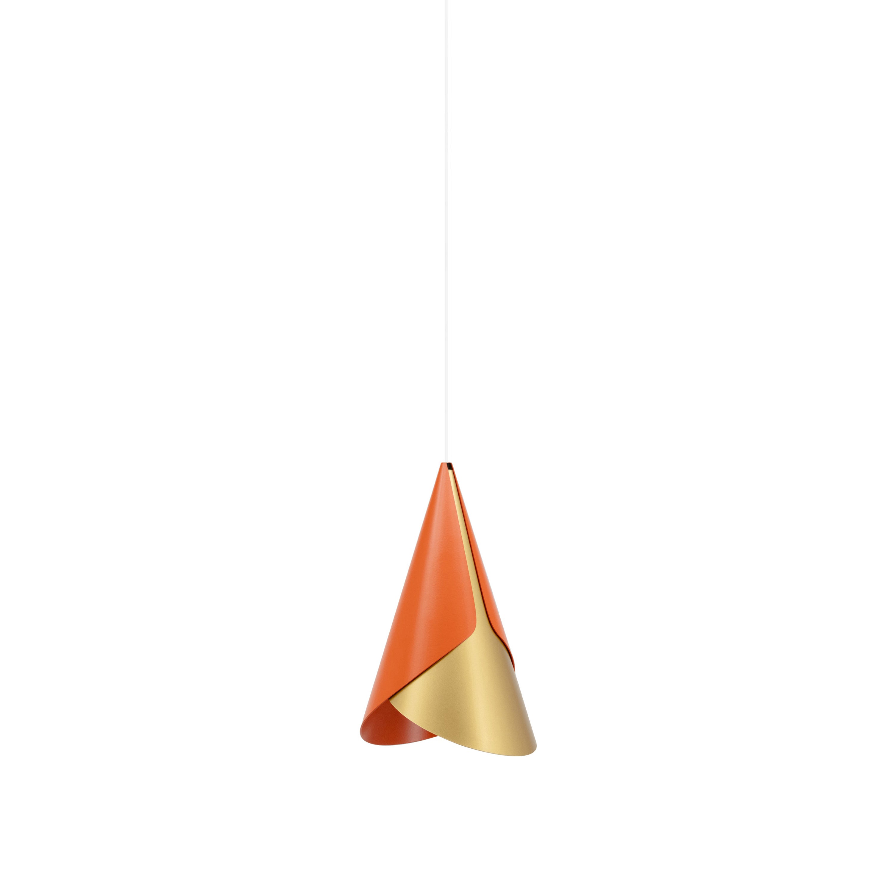 Cornet Pendant: Nuance Mist Orange + Brass + White + Plug-in