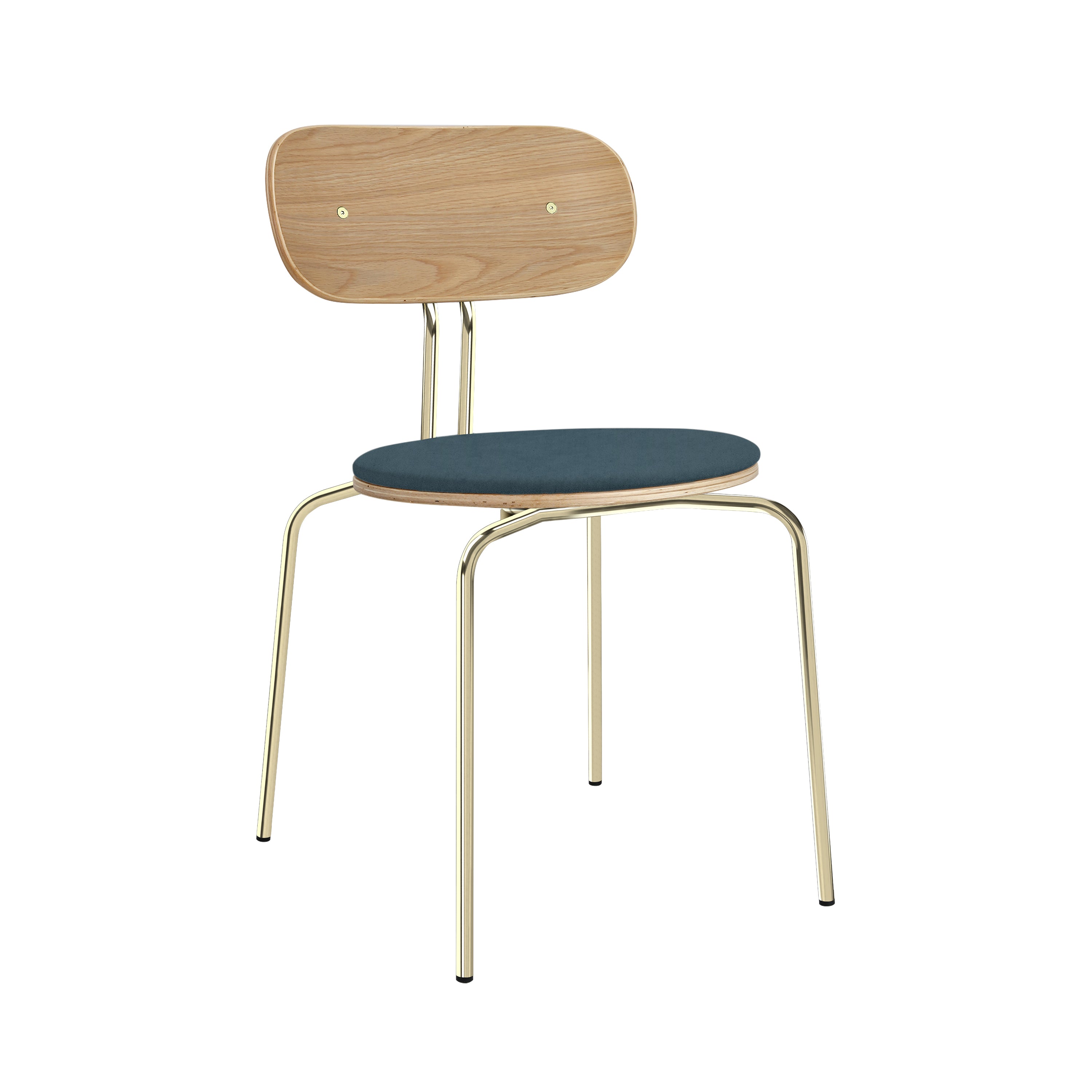 Curious Chair: Brass + With Jet Air Blue Cushion